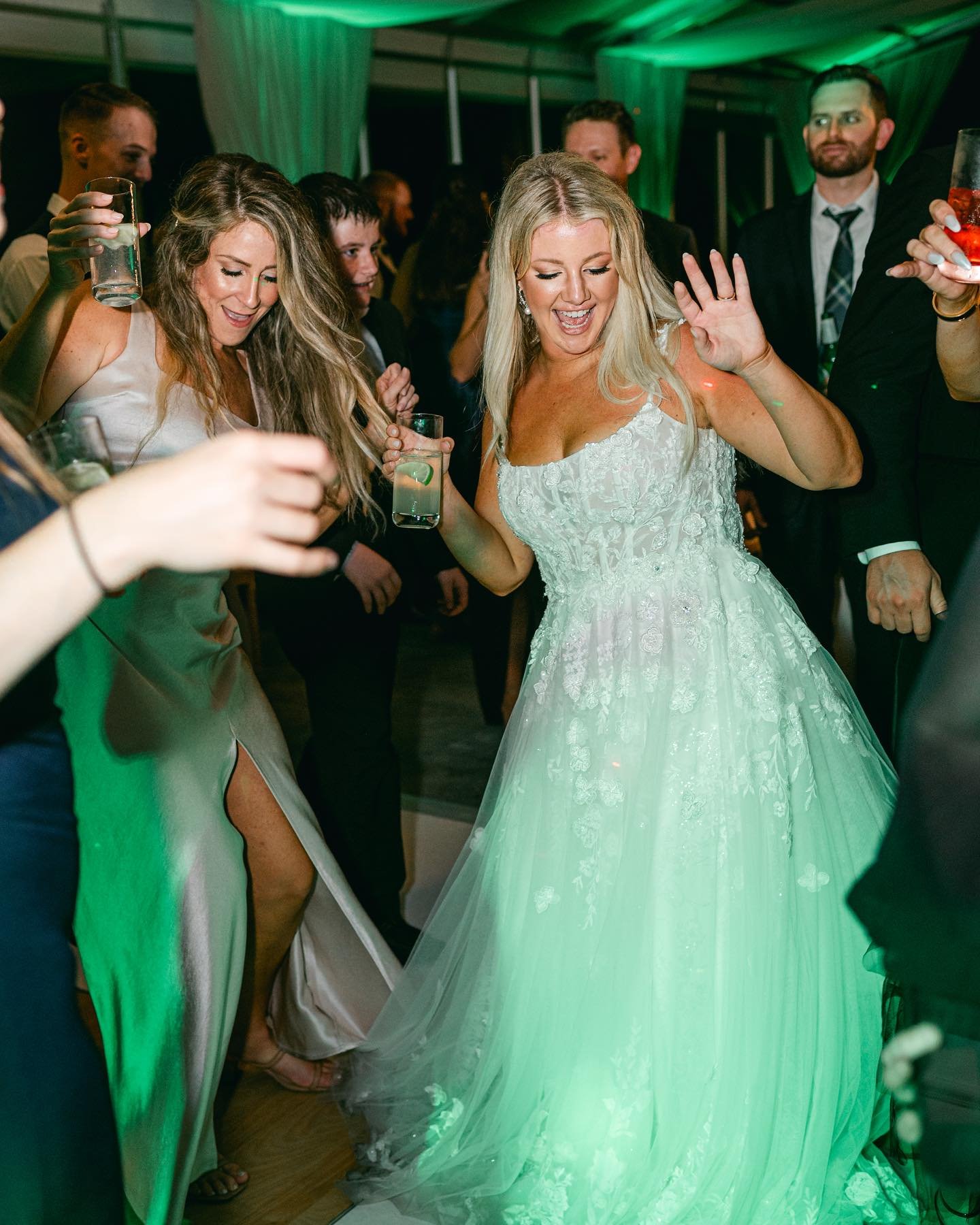 Bride dancing with uplighting