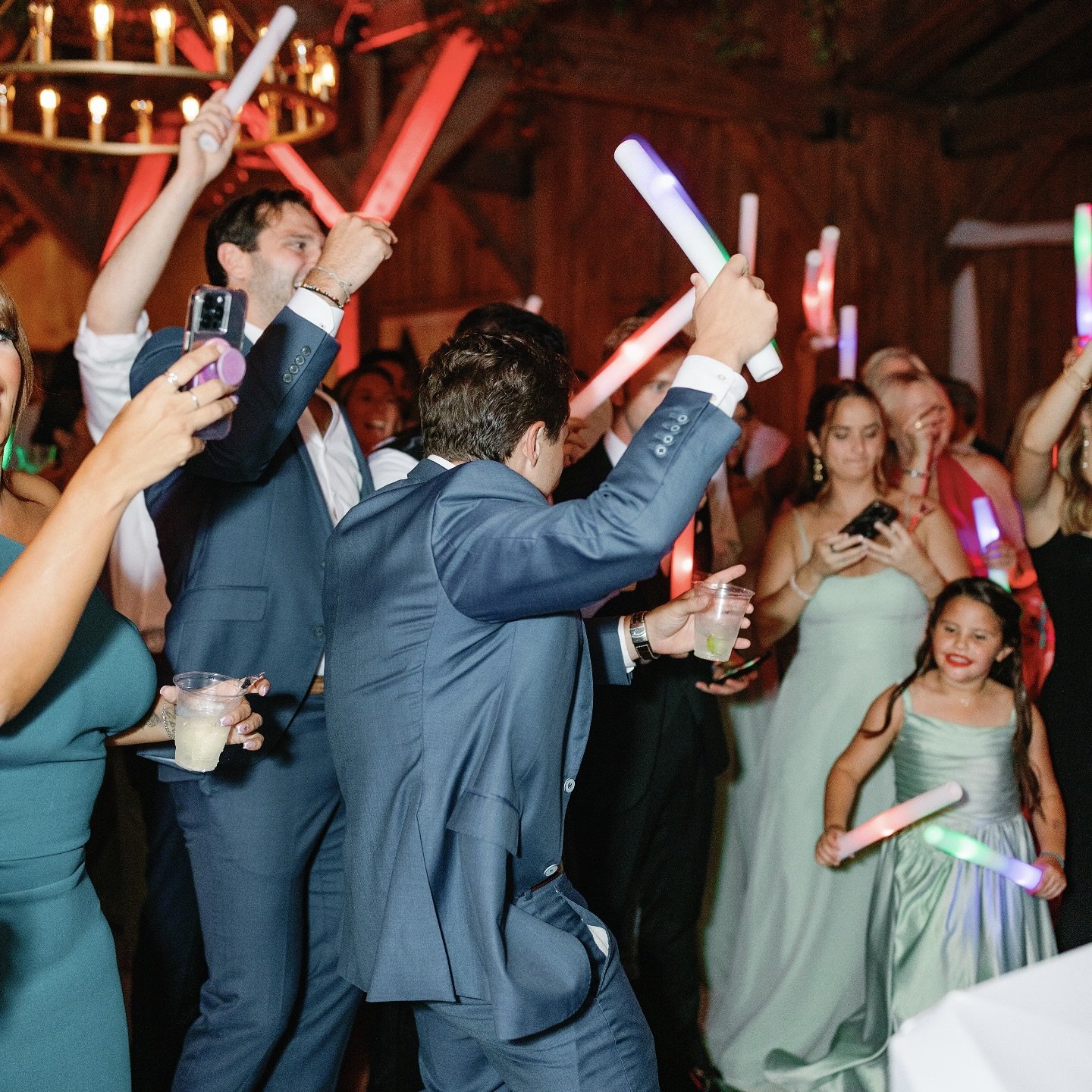 Guests with LED glow sticks